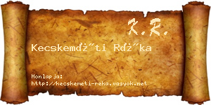 Kecskeméti Réka névjegykártya